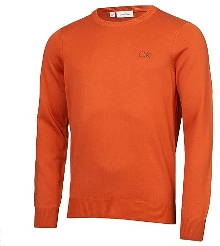 Calvin Klein Mens Round Neck Golf Sweater - Orange - M