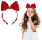WLLHYF Bandeaux à nœud rouge avec nœud papillon - Accessoires de cheveux parfaits pour femmes et filles fête cosplay Noël Halloween cadeau (rouge)