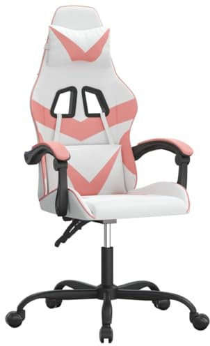vidaXL Sedia da Gaming Girevole Bianco e Rosa in Similpelle