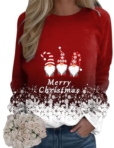 Christmas Pullover mit Reissverschluss Damen Lustige Hässliche Christmas Vintage Weihnachtskleider Teddy Pullover Damen oace Vintage Tops Damen Tops Sommer locker mckinley Damen