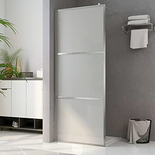 Rantry Walk-in Duschwand mit ganzem Milchglas ESG Glas 80x195cm Badewannenabtrennung Bad Duschwand Trennwand Duschabtrennung Kabinenwände Umrandung Tür Duschwände & Umrandungen