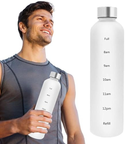 Bouteille D'eau De Motivation 1L - Gourde Sport Motivation Avec Marquages De Temps - Gourde Ergonomique, Bouteille Anti Fuite, Convient Pourla Randonnée, L'école, Le Bureau, En Plein Air