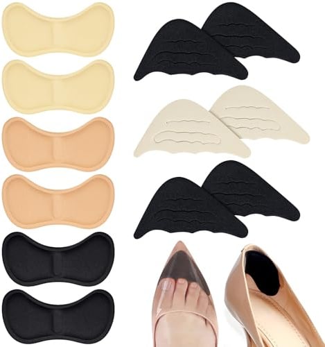 12 Pezzi Riempitivi e Proteggi Tallone, Inserti Sponge Regolabili per Scarpe, Cuscinetto Punta con Impugnature, Solette per Ridurre Numero, Comodi Salvatallone (B)