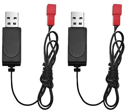 2PCS 3.7V USB Charging Cable with JST-2P Plug Connector Suitable for RC Cars, Ships, Drones, Gliders, Four-Axis Aircraft, and Helicopters 3.7V Lipo Battery Charging Cable