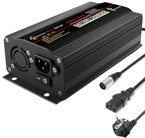 MOUDENSKAY 24V 5A Smart Batterie Ladegerät Autobatterie Ladegerät 24V Batterieladegerät Mit XLR-Anschluss für Roller Rollstuhl Auto Motorrad,AGM-Gel-Blei-Säure-Batterien-Schwarz