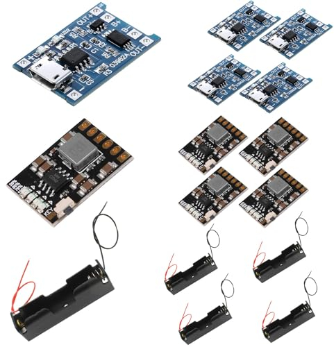 VISSQH 5 pcs 5V 1A Micro USB 18650 módulo Cargador de batería de Litio con función de Doble protección+5PCS 5V 2A Módulo Integrado de Descarga de Carga+ 5 pcs 18650 Caja de batería