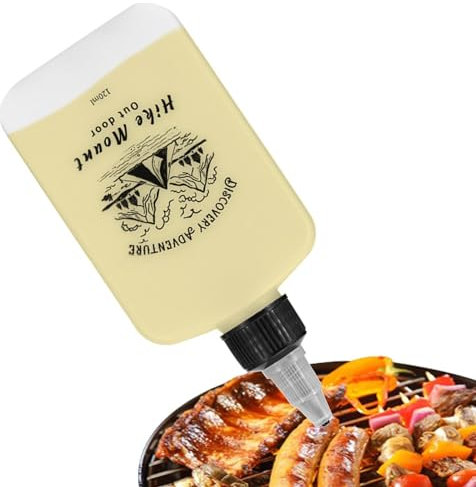 Bottiglia dispenser per olio da cucina, 120 ml, a prova di perdite, con tappo girevole, per condimenti all'aperto, ketchup e liquori da cucina