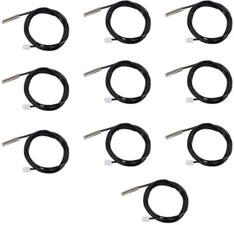 Binghe 10 Stücke NTC 10k Temperaturfühler, NTC 10k Temperatursensor, 1 Meter Temperatursensor Sonde,NTC 10k Thermistor-Temperatursensor mit Kabel Für die Temperaturüberwachung und -Steuerung