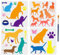 MAYJOYDIY 4 Hunde Katzen Haustier Schablone 30×30cm Golden Retriever Dackel Schablonen Mit Pinsel Hundeknochen Pfotenabdruck Schmetterlings Vorlage Für Holz Stoff Wände Fenster Heimwerkerarbeiten