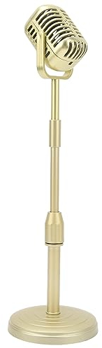 Fake Retro Microphone Model, Portable Multifunctional Retro Microphone Props Liftable for Cosplay (Gold)