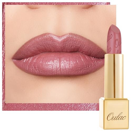 OULAC Glow Metallic Shine Pink Lipstick, Rose High Impact Lipcolor, Lightweight Soft and Ultra Hydrating, Long Lasting, Vegan & Cruelty-Free, Full Coverage Lip Color 4.3 g/0.15 GM04 Mauve Babe