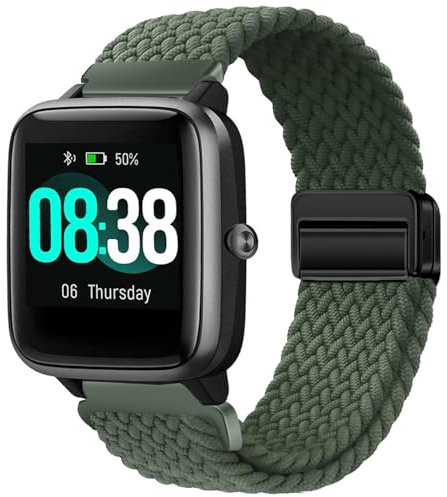 Issinlky Nylon trenzado correa para Veryfitpro ID205L, 19mm Correa elástica para GRV FC1 IDW15 ID205S ID205G ID215G ID216 ID205L YM205L Uwatch3 Ufit GT BV205L TE021 SW020 SW021 SW023 Smartwatch