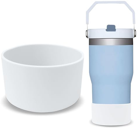GHKLNY 2Pcs Silicone Boot for Stanley Cup-Protective Water Bottle Cup Bottom Bumper Cover for Stanley Adventure 40oz, 30oz, 20oz Accessories (White 2pcs, OD:3.54in/9cm)