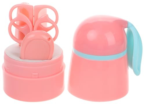 Babynagelknipser Satz 5-in-1 mit Etui für Neugeborene und Babys | Rosa Kunststoff und Edelstahl, mit Schere Feile Pinzette, Pflege Satz für Kleinkinder
