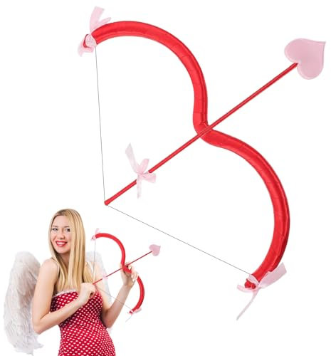 RCYHCY Amor Bogen und Pfeil Set, Valentinstag Cosplay Zubehör, Amor Requisite, Foto-Requisiten, Amor Pfeil und Bogen, Cosplay Karneval Mottoparty Geschenk Für Frauen Kinder