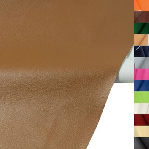 TOLKO 1m Kunstleder Meterware | weiches Premium Lederimitat für Stuhl Bank Sessel Sofa Sitzbezug Bezugstoff in Rindsleder Optik 140cm breit Polsterstoff Polsterbezug Möbelstoff (REH Braun)