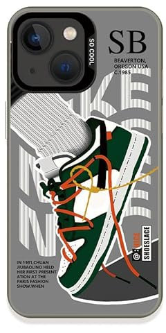 Cairiocoin Vintage Sportschuhe Hülle Kompatibel mit iPhone 13/14, Coole Marke Lustig SB Sneaker Handyhülle für Jungen Mädchen, rutschfeste Stoßfeste Schutzhülle Gummi Cover Grau