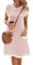 Famulily 2025 Summer Dresses for Women UK Casual Crewneck Cap Sleeve T-Shirt Dress Ladies Ribbed Beach Sundress Pink S
