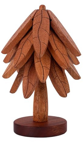 Dreibein für Heiße Gerichte mit Strukturierten Blättern, Untersetzer aus Holz Untersetzer-Set in Baumform Untersetzer Holz in Baumform für Heiße Gerichte Kannen Schüsseln Teekannen Pfannen