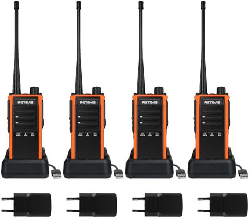 Retevis C65B Funkgerät IP67 Wasserdichtes, Walkie Talkies mit Großer Reichweite für Erwachsene mit Wiederaufladbarem 1800-mAh-Akku, Gruppenruf, Business Funkgeräte für die Baustelle (4 Pack)