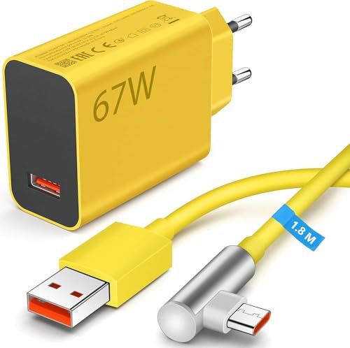 67W Chargeur Rapide avec Câble USB C 1.8m pour Redmi Note 13 12 Pro, Chargeur Turbo pour Mi 14T/13T/13 Lite/12/12 Lite/12X/11T/Pad 6/5/pour Redmi Note 14/13/12/11s/10/Pad Pro/POCO X7/M6/X5