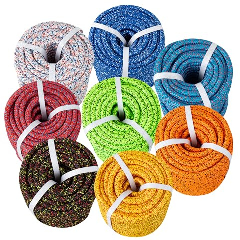 Zeluga 15-525 11mm x 125ft. Double Braided Arborist Rope with Metal Loop, High Strength 5400 Lb Breaking Strength, No-Stretch Static Rope for Tree Work & Rigging, Assorted Color