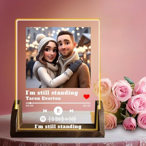 Luz Nocturna Decorativa Personalizada Con Placa Musical De Spotify,Fotos De Dibujos Animados En 3D Personalizadas,Luz Nocturna LED Única Para Sala,Eestudio y Comedor,Uun Regalo Único(Spotify-E)