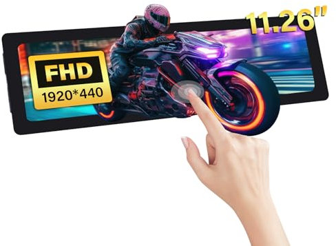 GeeekPi 11,26 Zoll kapazitiver Touchscreen für Raspberry Pi 5, HDMI IPS LCD Monitor 1920X440 für Raspberry Pi 4B/3B+/3B, mit Montagelöchern zum Installieren des Pi Board