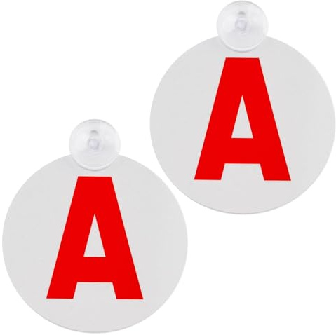 2 Stück A-Schild Fahranfänger Aufkleber Ø 15 cm mit Saugnapf, Hohe Sichtbarkeit und Reflektion bei Nacht, UV-beständig und wetterfest, Einfach Anzubringen und Abnehmbar, Sicherheit für Fahranfänger
