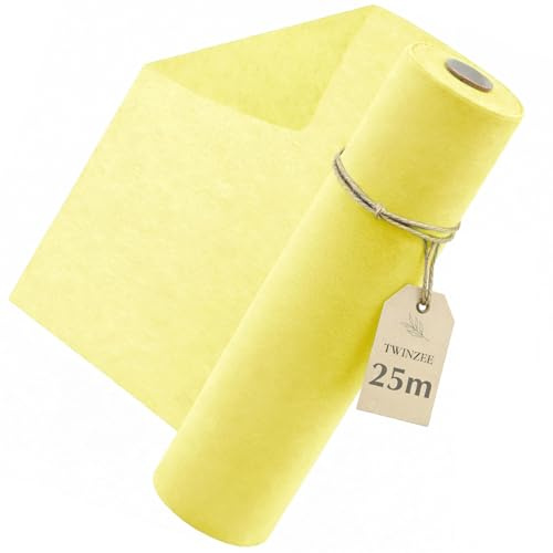 Twinzen Vlies Tischläufer 30 cm x 25 m Wiederverwendbar Gelb | Weiche Oberfläche · Individuell zuschneidbar · Perfekt für festliche Anlässe · Vielseitig einsetzbar · Langlebiges Material