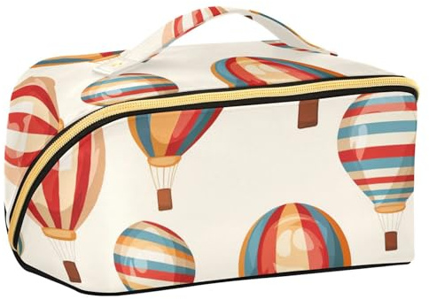 EtherSpher Color Cartoon Hot Air Balloon Designed Makeup Bag with dividers Large Large Capacity Travel Cosmetic Bag Travel-Size Accessories