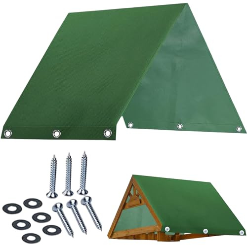 Playset Canopy Replacement 90x43 Inch 600D Swing Set Replacement Tarp with Grommet & Mounting Screws Water and Sun Resistant All Season Green Sunshade for Playhouse/Playground