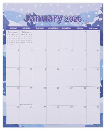 2026 Magnetic Calendar for Refrigerator, 14.41x1.42in Large Tear-Off January to December Calendar with Strong Magnetic Backing for Family Planning (Seasonal Design)