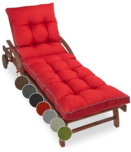 sunnypillow Liegenauflage 200x60, Auflage für Gartenliege 13cm dick Rot | Outdoor, wasserdicht, UV Lichtecht, Polster für Sonnenliege, Polsterauflagen für Liegestuhl, Kissen