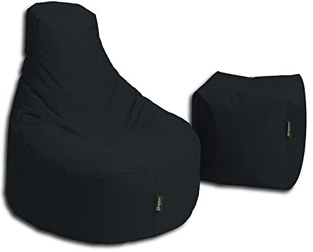 BuBiBag Sitzsack Stillkissen Set Kissen Lounge Gamer Sitzsack Sessel original Sitzkissen In & Outdoor geeignet fertig befüllt in 32 Farben (schwarz)