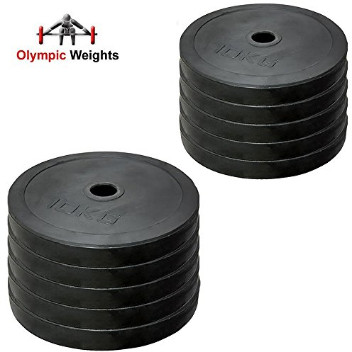 MAXSTRENGTH Gummi Gewicht Teller Disc Olympischen 5,1 cm 5 cm Loch Home Gym Krafttraining Fitness Training 20 kg, 40 kg, 60 kg, 80 kg, 100 kg Sets (10 kg x 6 = 60 kg)