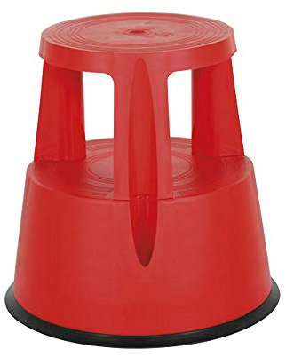 SIR Visual | Marchepied à roulettes Rétractables, 2 Marches, Base Antidérapante en Caoutchouc - Capacité de Charge 150 kg, Facile et Léger à Déplacer, 4 Couleurs (Rouge)