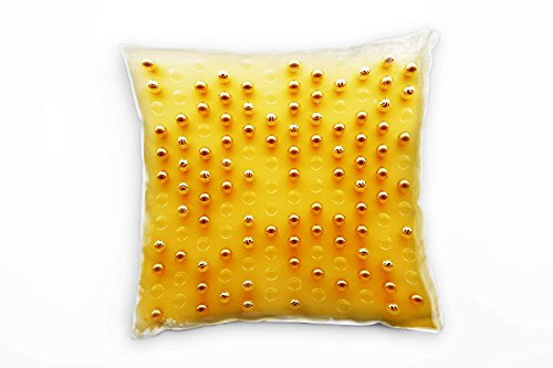 Paul Sinus Art Abstrakt, Murmeln, Metall, Kugeln, Gold, orange Deko Kissen 40x40cm für Couch Sofa Lounge Zierkissen - Dekoration zum Wohlfühlen