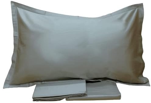 Fazzini Completo di Lenzuola matrimoniali in Puro Raso di Cotone 300TC Effetto setificato Art. Trecento qualità Top (Grigio 125)