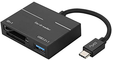 ASHATA USB C Kartenleser,Super Speed USB Type C Kartenleser SD/XQD Kartenlesegerät Adapter,Tragbar Multifunktionskartenleser SD/XQD Card Reader Kartenleser Konverter für System