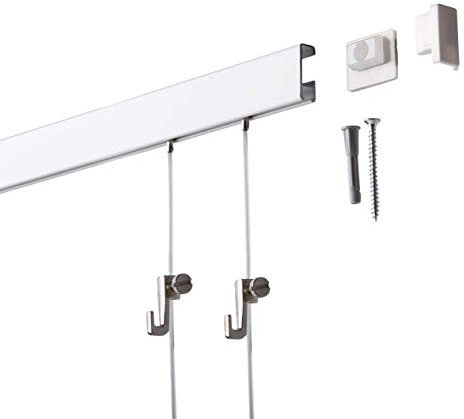 10 Meter (5 x 2m) SOFT-RAIL® Bilderschienen Set BUDGET (M), Weiß beschichtet, versch. Längen und Farben