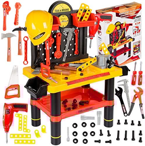 Kinderplay banco da lavoro bambini 2 anni, Tavolo Attrezzi con 50 Accessori, banco attrezzi bambini 2 anni, Giocattolo Officina, KP2646