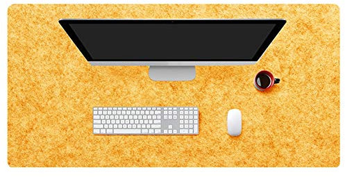 Insun Tapis de Souris en Feutre 2mm D'épaisseur Antidérapant Tapis de Bureau pour Les Jeux et Sous-main Bureau Jaune 140x50cm