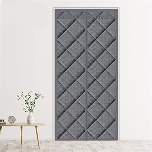 Liveinu Isolant Thermique Isolation Porte Avec Magnétique Moustiquaire Rideau De Porte Isolant Coton Rideau d'occultation Coupe-vent Imperméable Isolation Phonique 100x200cm Gris