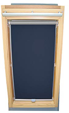 Rollo für VELUX Dachfenster THERMO Alu-Rückseite Dachfensterrollo für TYP GGL/GPL/GGU/GPU - F06 - Farbe Blau - mit Haltekrallen