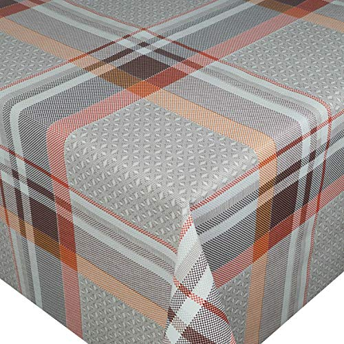 Wachstuch Wachstischdecke Tischdecke Robust Kariert Orange Beige Breite & Länge wählbar 90 x 130 cm Eckig abwaschbar