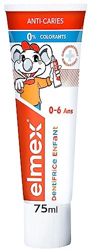 ELMEX - Dentifrice Bébé et jeune enfant , protège les dents de lait, anti-caries, 0 colorants - Dès le premier brossage - 0-6 Ans, 75ml