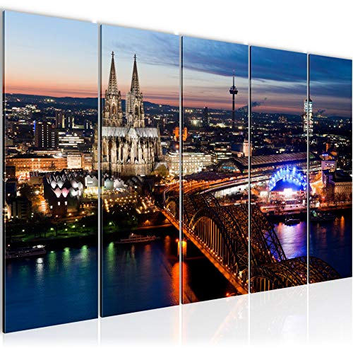 Runa Art Bild Köln Wandbilder auf Vlies Leinwand 5 Teilig Wanddekoration Wohnzimmer Schlafzimmer 601556a