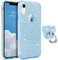 DOMAVER Case for iPhone XR Case Glitter Bling Sparkle Shiny Cute Flexible Bumper Shockproof Slim Soft Rubber Smooth Extra Ring Holder Kickstand for Girls Women 6.1 inch – Blue