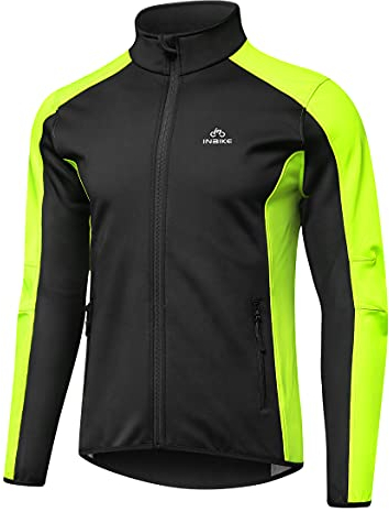 INBIKE Fahrradjacke Herren Winter Wasserdicht Atmungsaktiv Laufjacke Softshelljacke Jungen Jacke Übergangsjacke Frühling Herbst Outdoor Fahrrad Radsport Grün Schwarz 3XL
